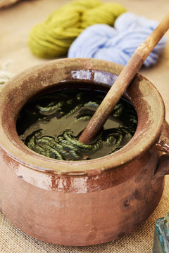 traditional dyeing of wool