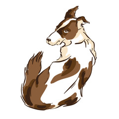 Vector hand draw illustration of cute dog on white background for calendar, banner or placard. Symbol of chinese new year 2018.