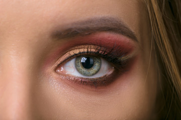 Fototapeta premium beautiful girl eyes with bright evening make-up.