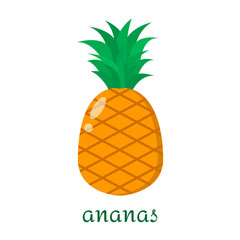 Ananas icon in flat style isolated on white background.