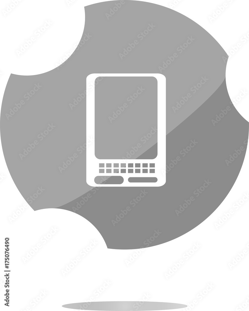 Poster web icon button with smart phone . trendy flat style sign isolated on white background