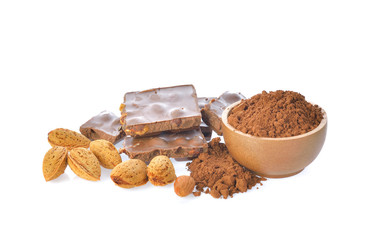 almond chocolate on white background
