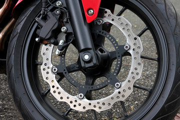 Fototapeta premium Disc brakes of a motorcycle.