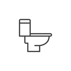 Toilet bowl line icon, outline vector sign, linear style pictogram isolated on white. WC symbol, logo illustration. Editable stroke