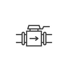 Valve line icon, outline vector sign, linear style pictogram isolated on white. Pipe tap with direction of flow symbol, logo illustration. Editable stroke