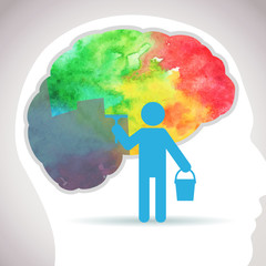 Watercolor rainbow brain