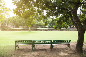 Fototapeta premium The seats inside the ancient Khmer stone castle.