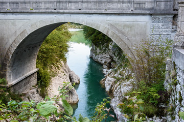 Fototapeta na wymiar Gorge of the Isonzo River