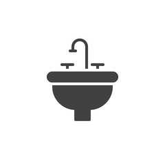 Sink icon vector, filled flat sign, solid pictogram isolated on white. Symbol, logo illustration.
