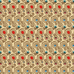 Vector memphis design seamless pattern. Modern stylish texture. Repeating geometric figures on a transparent  background.Abstract decorative texture patterns with anime eyes and sexy red lips 