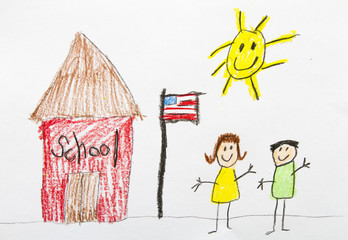 Kid Drawing: School