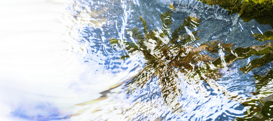 Background abstct raining on the road has coconut tree shadow and blue sky