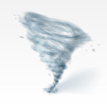 Realistic Tornado Swirl Isolated On White Background