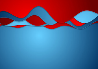 Blue and red abstract wavy background