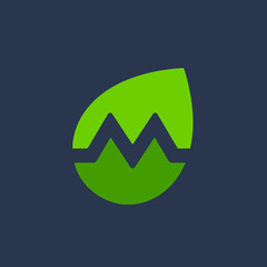 Letter M eco leaves logo icon design template elements