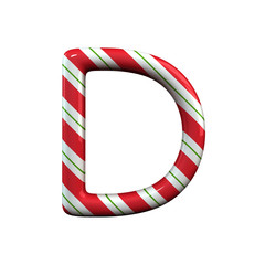 red and white stripe candy cane letter D
