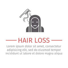 Hair Loss. Vector sign for web graphic.