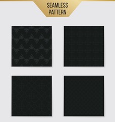 Abstract concept vector monochrome geometric pattern. Dark blue, gold minimal background. Creative illustration template. Seamless stylish texture. For wallpaper, surface, web design, textile, decor.