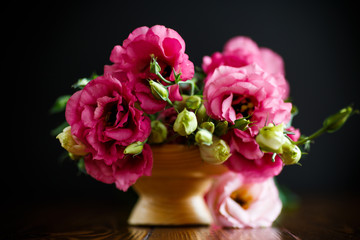 Beautiful bouquet of pink lisianthus flowers