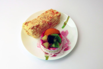 Napoleon cake and fruit cake