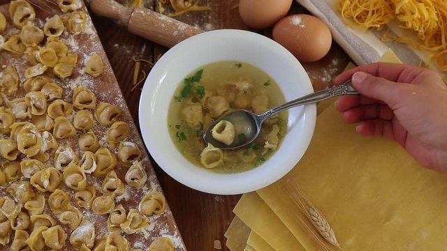 Tortellini - Meat dumplings in broth