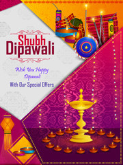 Happy Diwali light festival of India greeting advertisement sale banner background