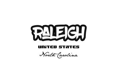 United States raleigh north carolina city graffitti font typography design