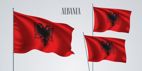 Albania waving flag set of vector illustration