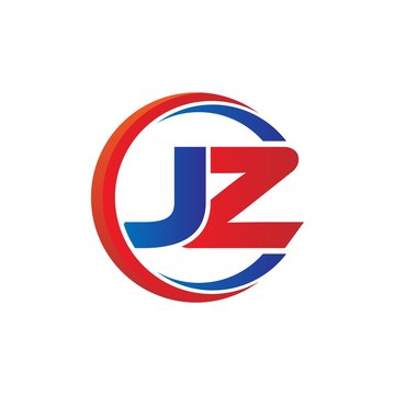 jz logo vector modern initial swoosh circle blue and red