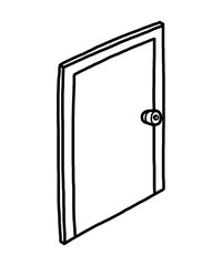 closed door / cartoon vector and illustration, black and white, hand drawn, sketch style, isolated on white background.