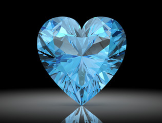 Aquamarine on black background.3D illustration