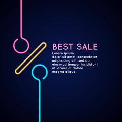 Original concept poster discount sale. Vector illustration of neon style suitable for advertising