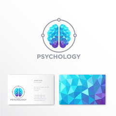 Psychology  logo. Crystal brain emblem. Identity. Business card.
