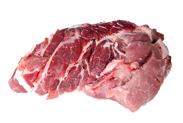 Piece of fresh raw meat on white background