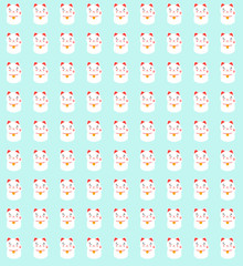 Lucky happy Japanese cat. Design based on the famous maneki-neko (meaning, beckoning cat, まねきねこ, 招き猫) made in a kawaii style. Fatty, cute and happy.