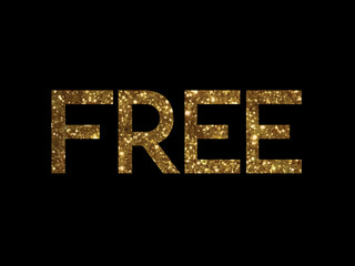 Golden glitter of isolated hand writing keyword FREE
