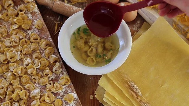Tortellini - Meat dumplings in broth