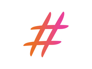 Colorful gradient  isolated hand writing word HASHTAG symbol