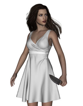 It's time for revenge,3d illustration of Woman with knife,Concept and ideas background for book cover or horror movie poster