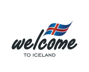 Welcome to Iceland flag sign logo icon