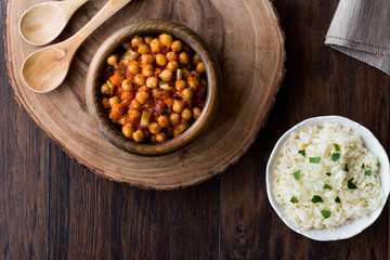 Chana Masala Chickpeas served with rice