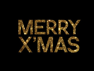 Isolated golden glitter font bold word Merry Christmas