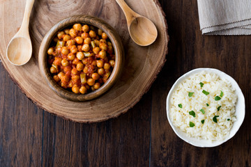 Chana Masala Chickpeas served with rice