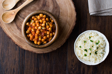 Chana Masala Chickpeas served with rice