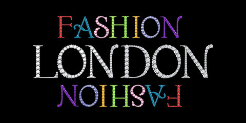 diamond fashion text with black background (high resolution 3D image)