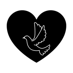 heart with dove of peace icon