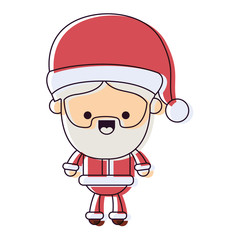 santa claus cartoon full body happiness expression watercolor silhouette on white background