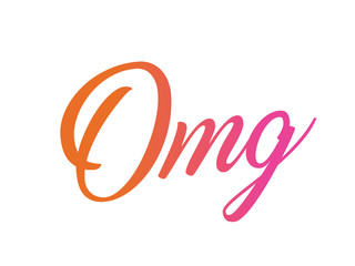 Colorful gradient isolated hand writing word OMG