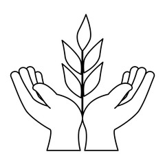 hands human protection with leafs