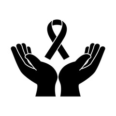 hands human protection with ribbon